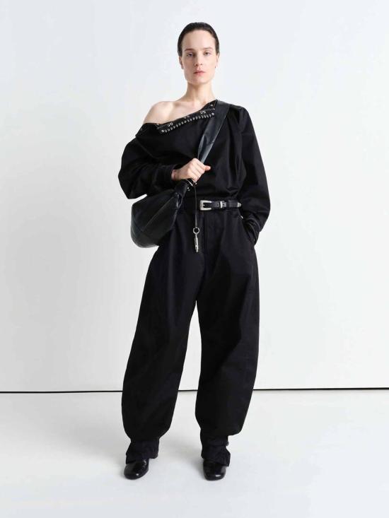 25SS 르메르 긴팔 티셔츠 TO1327 LF1207LIGHT COTTON SATIN BK999BLACK Black - LEMAIRE