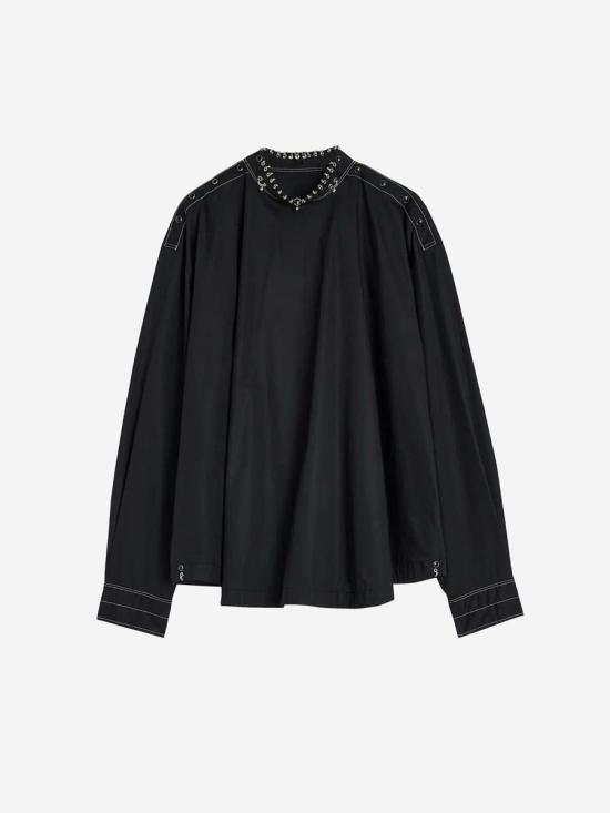 25SS 르메르 긴팔 티셔츠 TO1327 LF1207LIGHT COTTON SATIN BK999BLACK Black