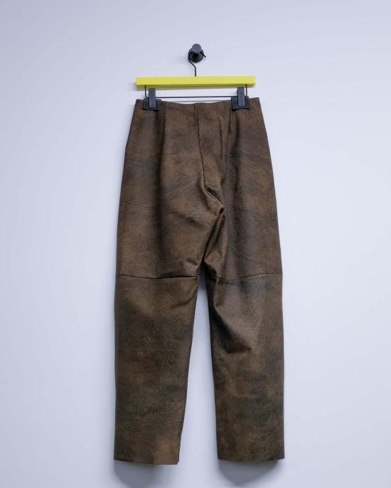  가브리엘라 콜 가먼츠 스트레이트 팬츠 송아지 가죽 풀 팬츠 브라운 - GABRIELA COLL GARMENTS