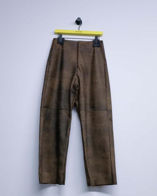  가브리엘라 콜 가먼츠 스트레이트 팬츠 송아지 가죽 풀 팬츠 브라운 - GABRIELA COLL GARMENTS