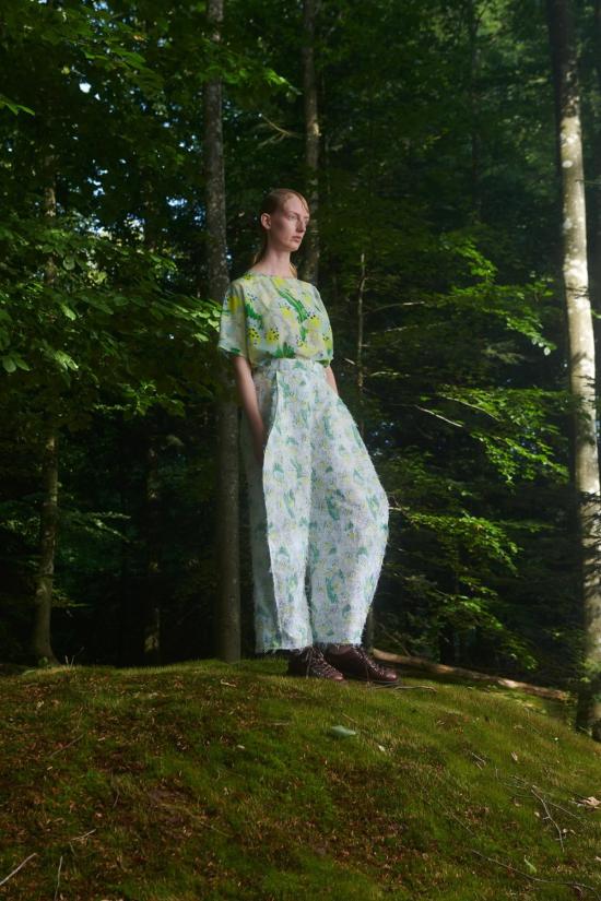  헨릭 빕스코브 스트레이트 팬츠 Henrik Vibskov 셰이프  스프레이캔 화이트/그린 - HENRIK VIBSKOV