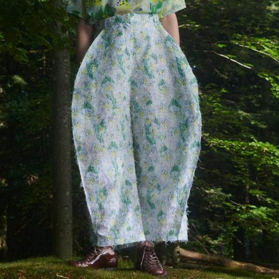  헨릭 빕스코브 스트레이트 팬츠 Henrik Vibskov 셰이프  스프레이캔 화이트/그린 - HENRIK VIBSKOV