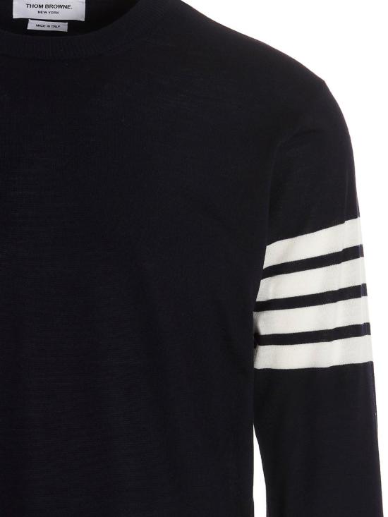 25FW 톰브라운 사선완장 메리노 울 니트 MKA002AY1014415 Blue - THOM BROWNE