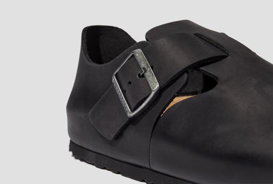 25SS 버켄스탁 슈즈 런던 - 천연 가죽 오일드/블랙 - 네로우 166543 - BIRKENSTOCK