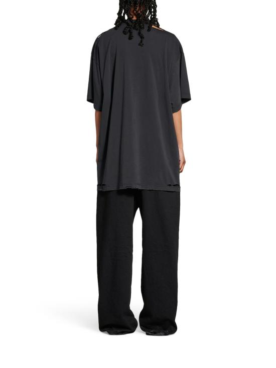 25SS 발렌시아가 반팔 티셔츠 811688TRVU69034 WASHED BLACK WHITE Black - BALENCIAGA