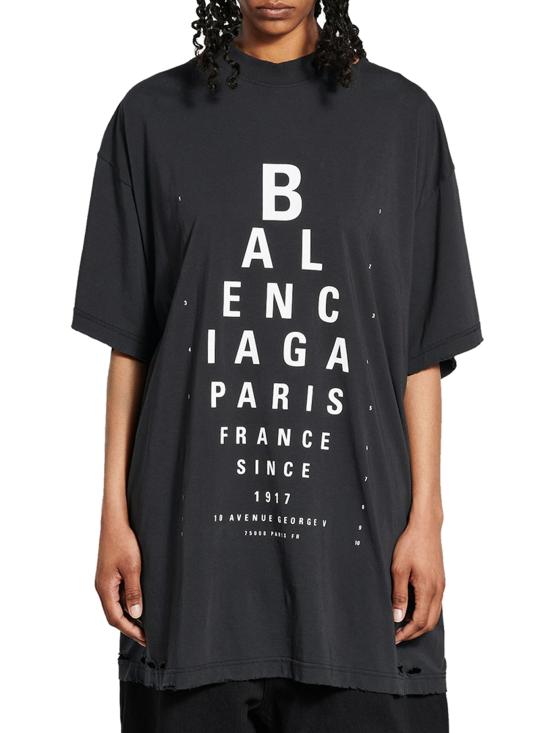 25SS 발렌시아가 반팔 티셔츠 811688TRVU69034 WASHED BLACK WHITE Black - BALENCIAGA