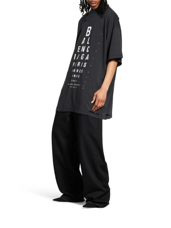 25SS 발렌시아가 반팔 티셔츠 811688TRVU69034 WASHED BLACK WHITE Black - BALENCIAGA