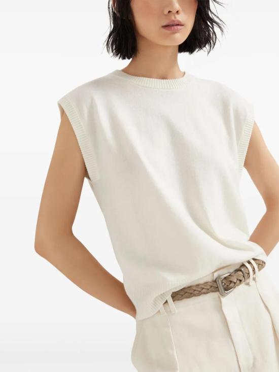  브루넬로 쿠치넬리 민소매 티셔츠 M12202910C2723 white - BRUNELLO CUCINELLI