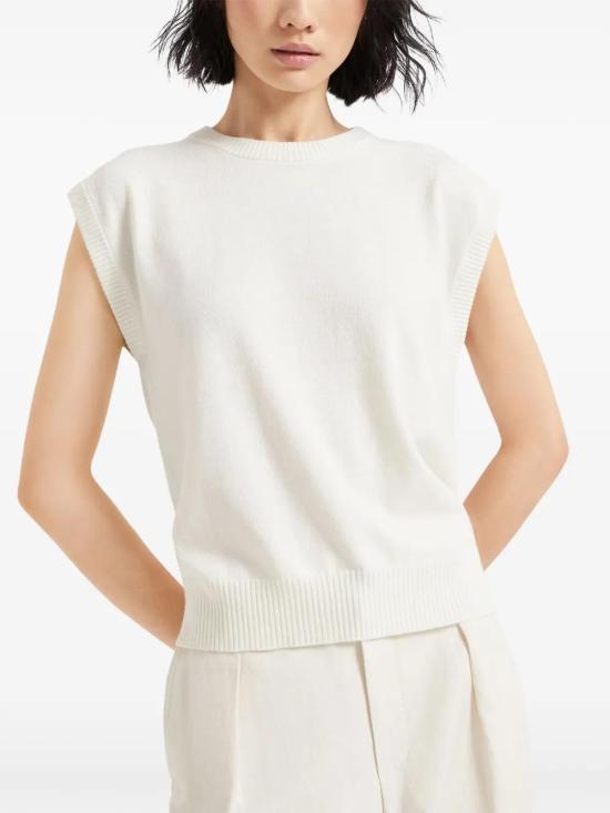  브루넬로 쿠치넬리 민소매 티셔츠 M12202910C2723 white - BRUNELLO CUCINELLI