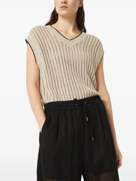  브루넬로 쿠치넬리 민소매 티셔츠 MSB582002C9731 beige - BRUNELLO CUCINELLI