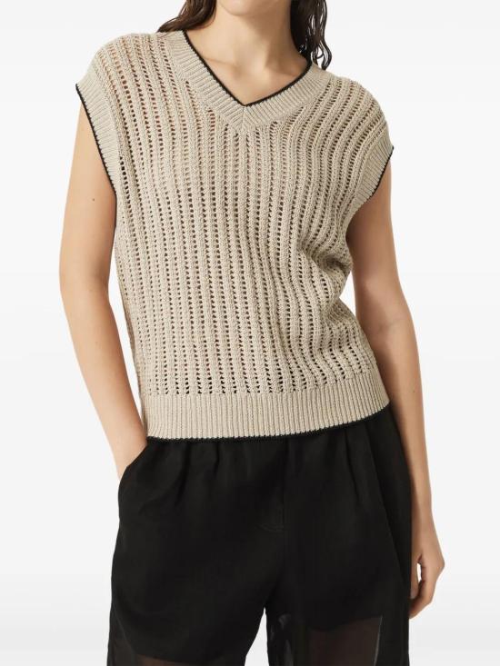  브루넬로 쿠치넬리 민소매 티셔츠 MSB582002C9731 beige - BRUNELLO CUCINELLI