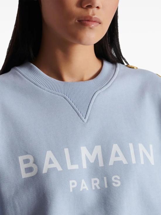  발망 긴팔 티셔츠 EF1JQ002BB02 blue - BALMAIN