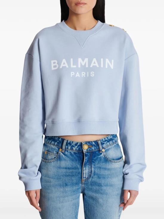  발망 긴팔 티셔츠 EF1JQ002BB02 blue - BALMAIN