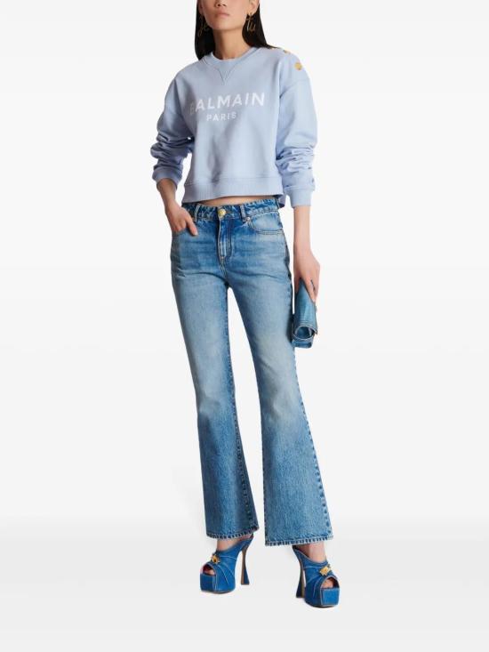  발망 긴팔 티셔츠 EF1JQ002BB02 blue - BALMAIN