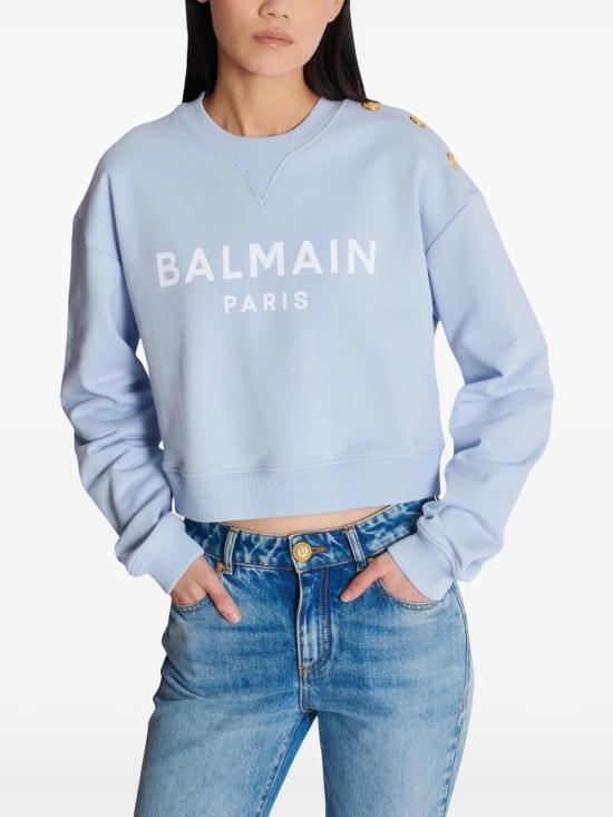  발망 긴팔 티셔츠 EF1JQ002BB02 blue - BALMAIN