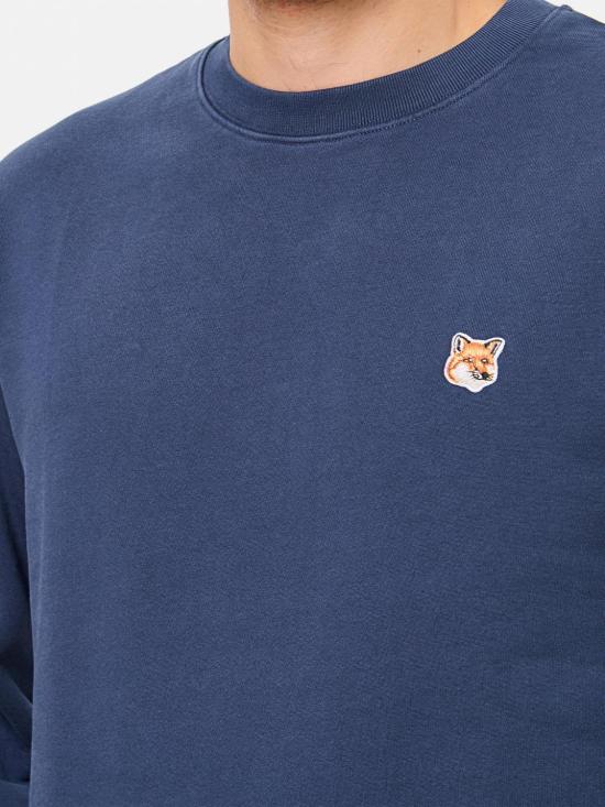 25FW 메종키츠네 폭스 헤드 패치 레귤러 스웻셔츠 LM00301KM0001 P476 Blue - MAISON KITSUNE