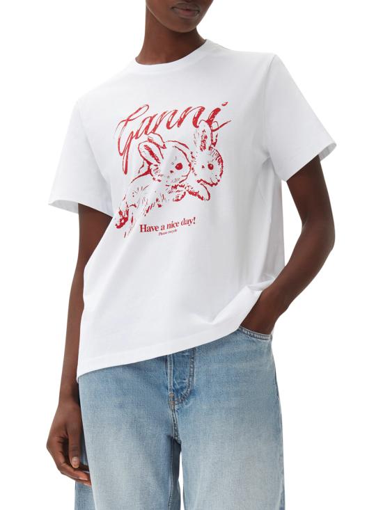 25SS 가니 반팔 티셔츠 T3994151 BRIGHT WHITE DOM - GANNI