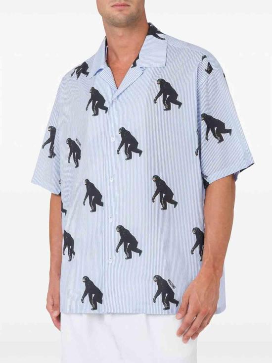  모스키노 반팔 셔츠 0258A02261303 Blue - MOSCHINO