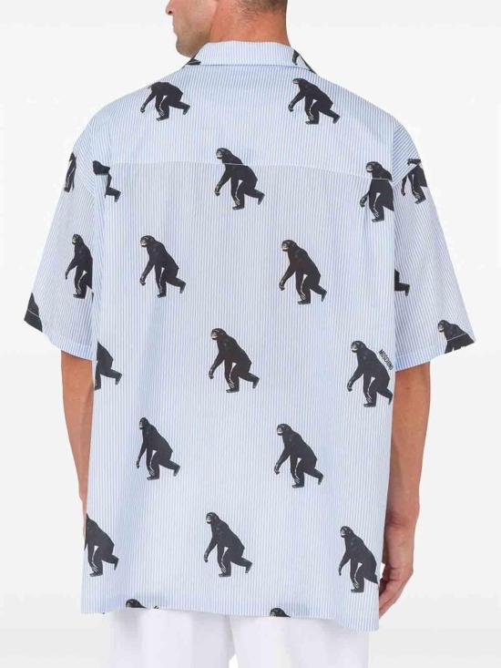  모스키노 반팔 셔츠 0258A02261303 Blue - MOSCHINO