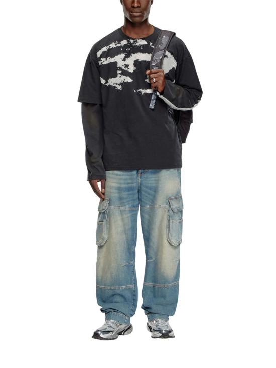 26SS 디젤 반팔 티셔츠 A130490DQAU9XX BLACK DOM - DIESEL