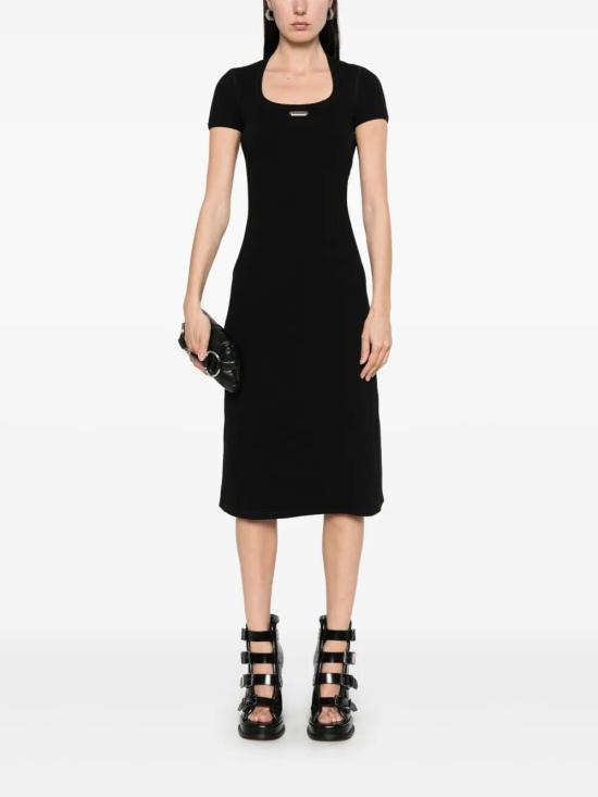 25SS 알렉산더 맥퀸 미디 원피스 829113QLAER 1000 BLACK - ALEXANDER MCQUEEN
