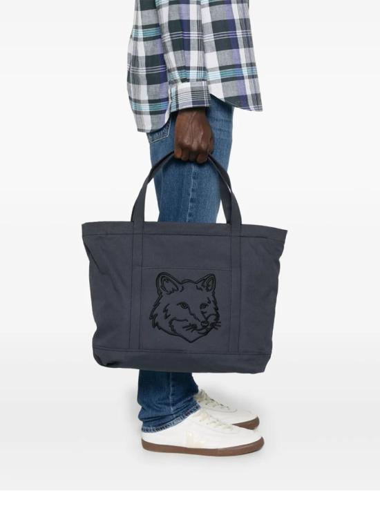 25SS 메종키츠네 라지 폭스 헤드 토트백 LW05104WW01070076 SLATE GREY DOM - MAISON KITSUNE