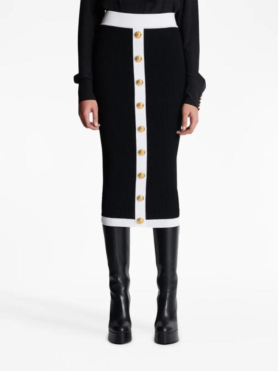  발망 미디 스커트 BF1LD066KF01 black - BALMAIN