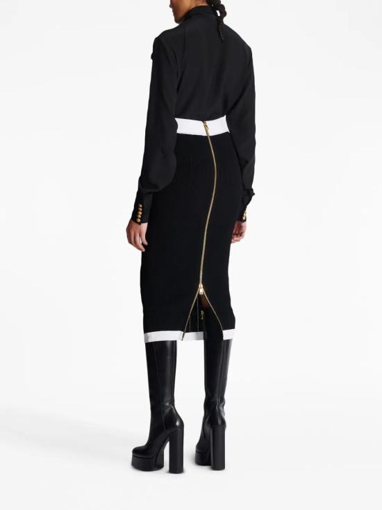  발망 미디 스커트 BF1LD066KF01 black - BALMAIN