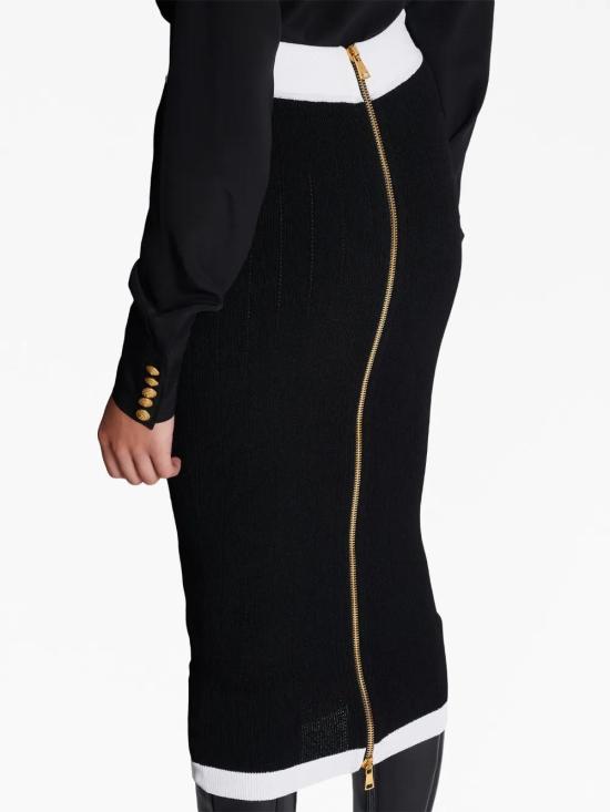  발망 미디 스커트 BF1LD066KF01 black - BALMAIN