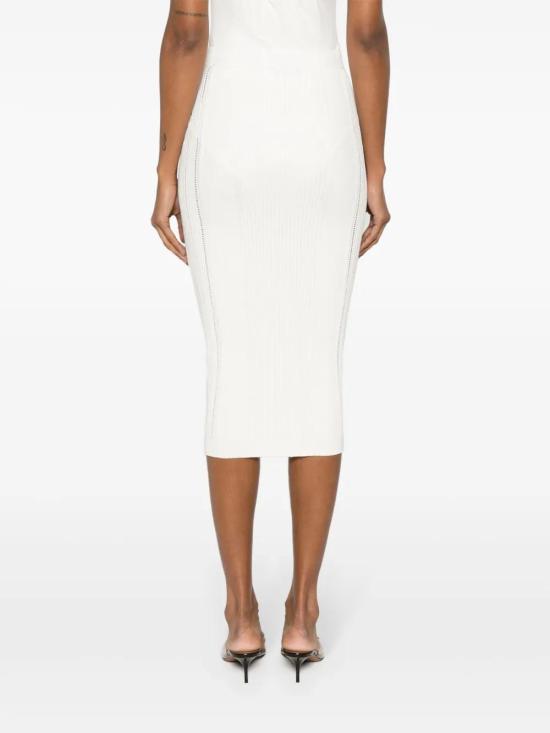  발망 미디 스커트 CF1LD043KF24 white - BALMAIN