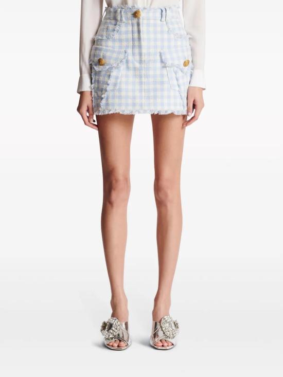  발망 미디 스커트 CF1LA375CE70 blue - BALMAIN