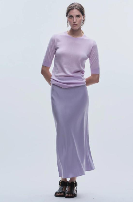  세인트 아트 롱 스커트 Saint Art Talia Charmeuse 맥시 스커트 라일락