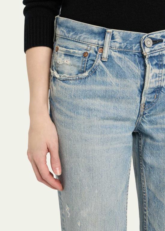  마우지 데님 팬츠 무시 Mv 아번 스트레이트 로우 진 블루 - MOUSSY