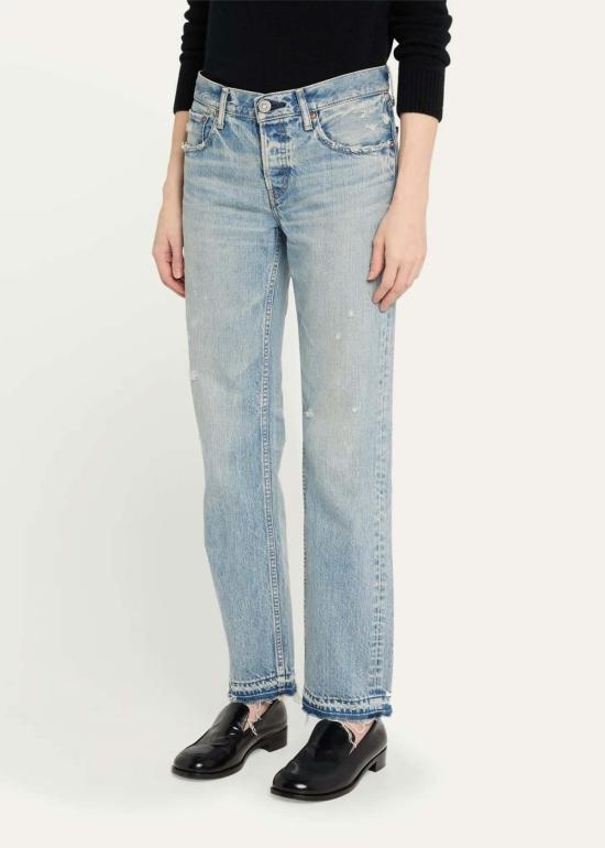  마우지 데님 팬츠 무시 Mv 아번 스트레이트 로우 진 블루 - MOUSSY