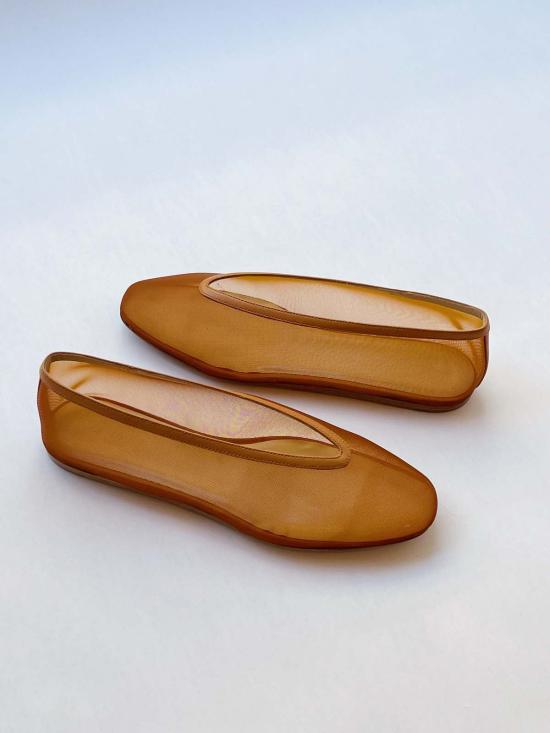  르 몽드 베릴 플랫 슈즈 루나 메쉬 슬리퍼 코냑 - LE MONDE BERYL