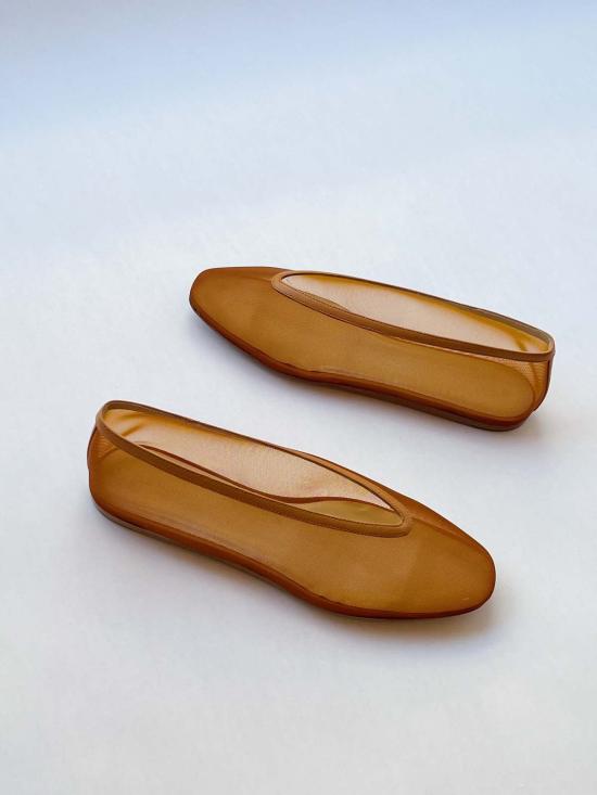  르 몽드 베릴 플랫 슈즈 루나 메쉬 슬리퍼 코냑 - LE MONDE BERYL