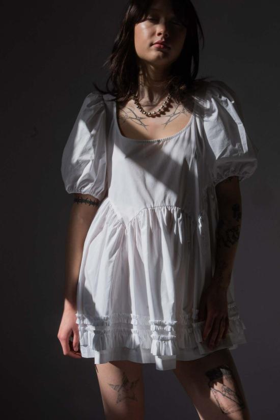  샌디리앙 숏 원피스 Sandy Liang 큐피 드레스 화이트 - SANDY LIANG