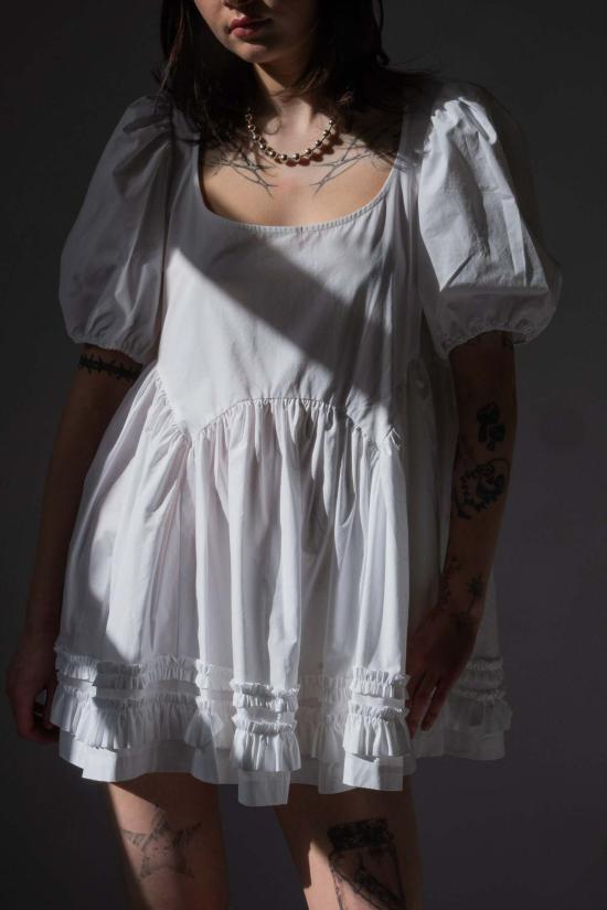  샌디리앙 숏 원피스 Sandy Liang 큐피 드레스 화이트 - SANDY LIANG