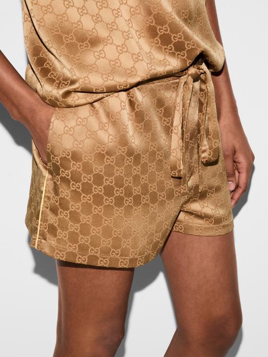 25SS 구찌 GG 새틴 쇼츠 814743ZAQKJ2031 BRASS DOM - GUCCI