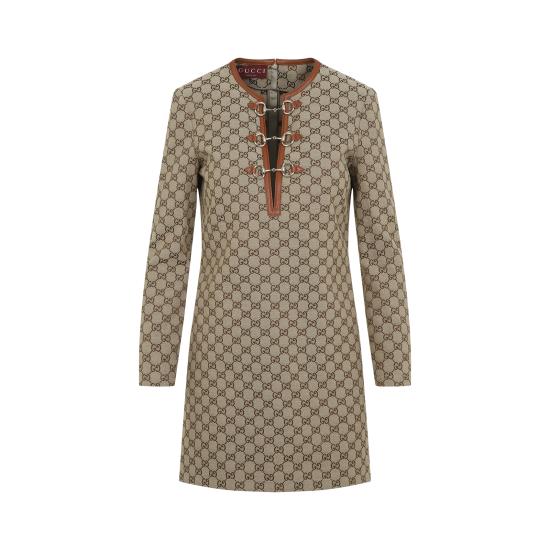 25SS 구찌 홀스빗 GG 캔버스 드레스  820404Z8BZA2190 BEIGE DOM