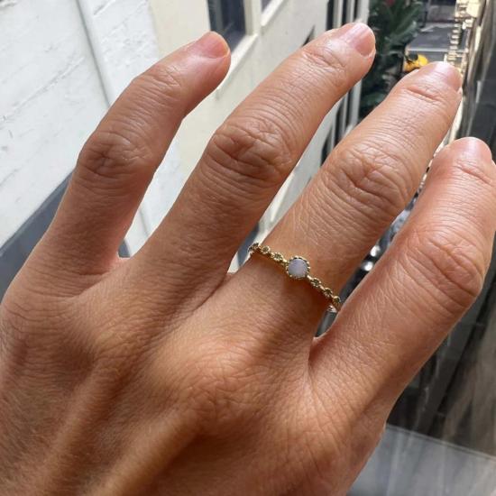  제니 권 디자인스 반지 제니 권 라운드 오팔 듀 링 14k 골드 - JENNIE KWON DESIGNS