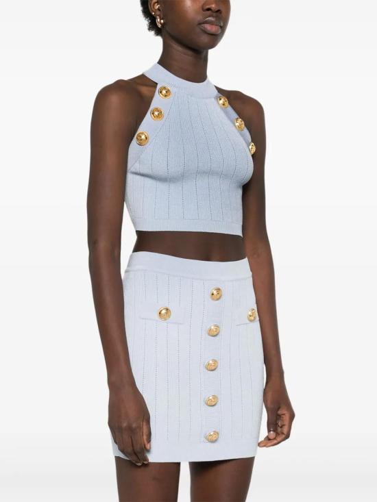  발망 민소매 티셔츠 EF1AB390KB07 blue - BALMAIN