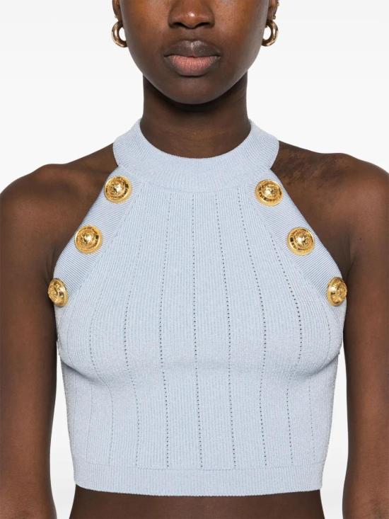  발망 민소매 티셔츠 EF1AB390KB07 blue - BALMAIN