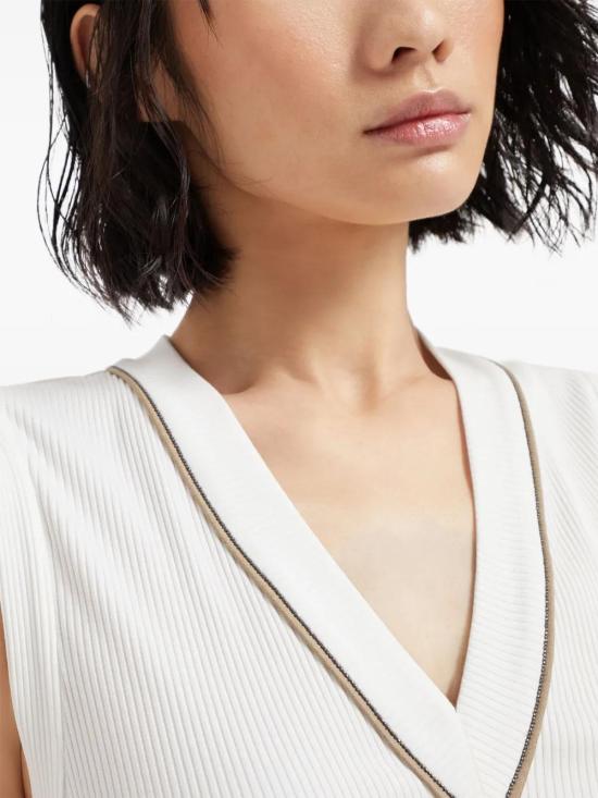  브루넬로 쿠치넬리 민소매 티셔츠 MG902FP312COW29 white - BRUNELLO CUCINELLI