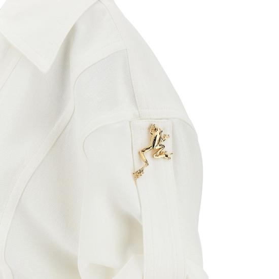  보테가베네타 미디 원피스 보테가 베네타 비스코스 리넨 미디 드레스 여성 화이트 - BOTTEGA VENETA