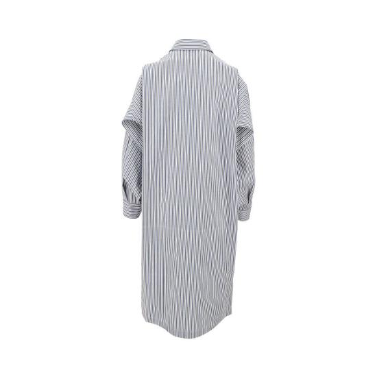  보테가베네타 미디 원피스 보테가 베네타 스트라이프 코튼 셔츠 드레스 여성 멀티컬러 - BOTTEGA VENETA