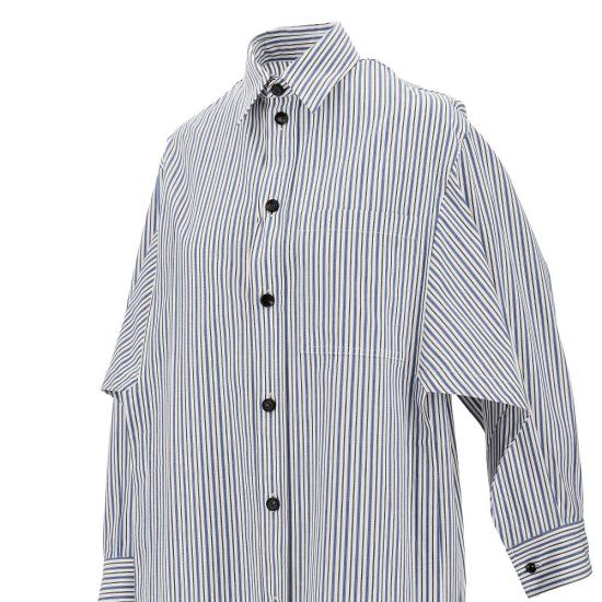  보테가베네타 미디 원피스 보테가 베네타 스트라이프 코튼 셔츠 드레스 여성 멀티컬러 - BOTTEGA VENETA