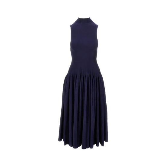  알라이아 미디 원피스 ALAIA 고데 니트 미디 드레스 여성 블루 - ALAIA