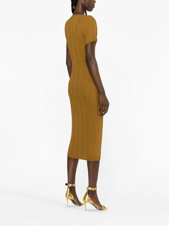  발망 미디 원피스 AF0RK050KE41 camel - BALMAIN