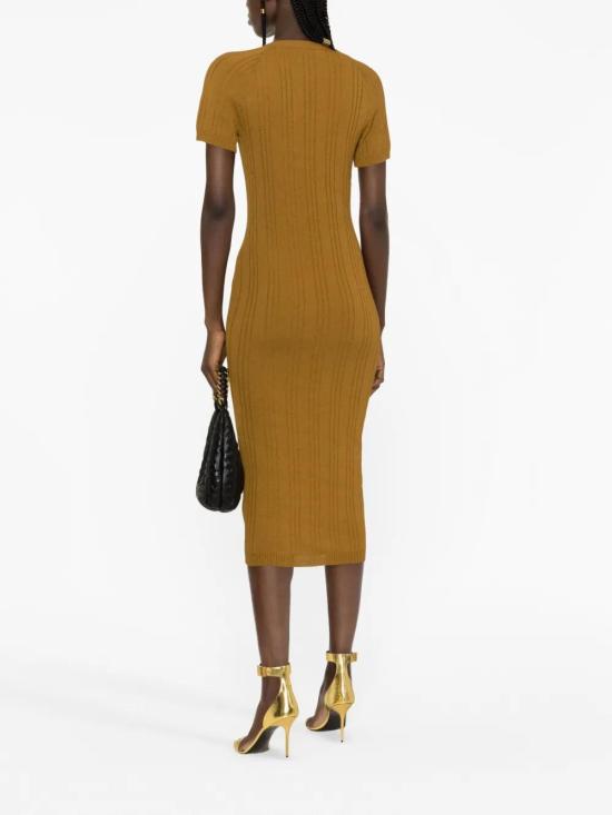  발망 미디 원피스 AF0RK050KE41 camel - BALMAIN